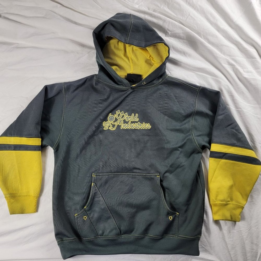 World Industries Boys Medium Black Yellow Pullover Hoodie Long Sleeve Winter